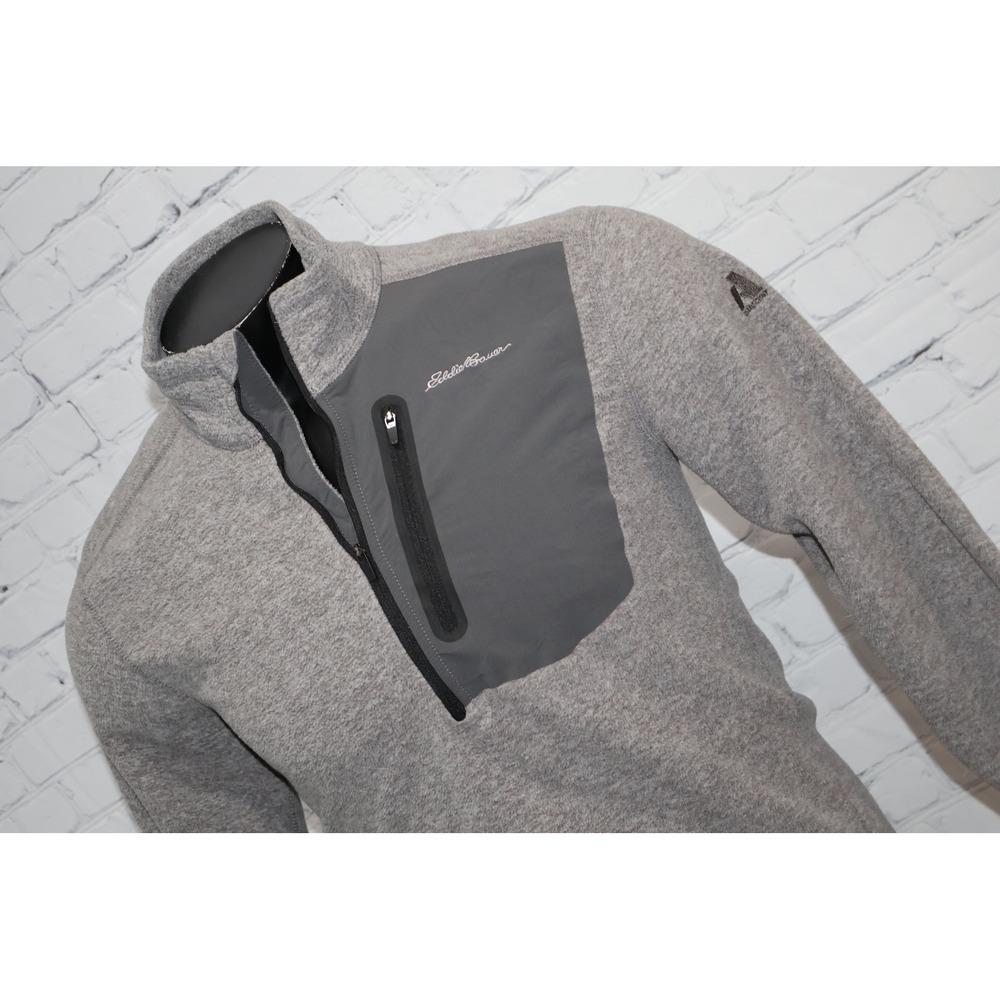 Eddie Bauer Fleece Pullover Mens Small Gray First Ascent 1/4 Zip Polyester